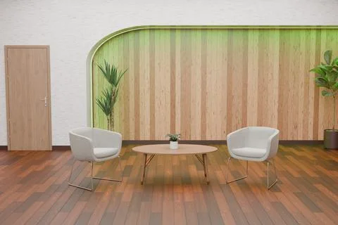 3d render design of meeting interview room with table and chair Stock Illustration