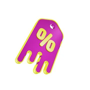 3d render design for pink and yellow color discount coupon template at an ang Stock Illustration