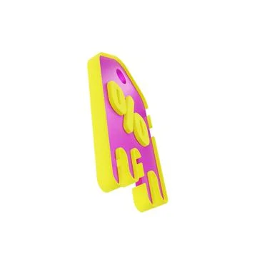 3d render design for pink and yellow color discount coupon template at an ang Stock Illustration