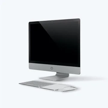 3D render of a desktop computer on a white background Illustrazione stock