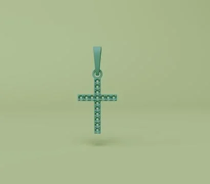 3d render of Diamond Cross Necklace Classic Pendant isolated on Pastel backgr Stock Illustration