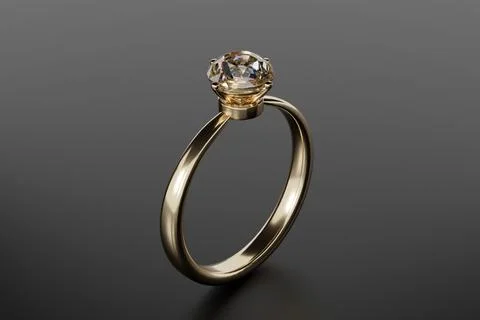 3D render of a diamond ring on dark background. Stock Illustration