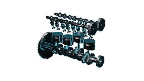 3D render of diesel car engine pistons Stock Illustration