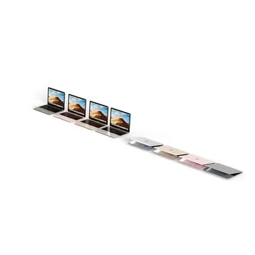 3D render of different colored Macbook Air laptops isolated on a white backgroun Stock Illustration