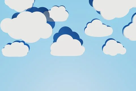 3d render different flat clouds with shadows Stock Illustration