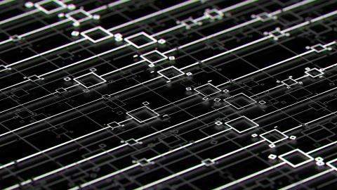 ..3d render digital abstract background with technology lines and square elem Stock Illustration