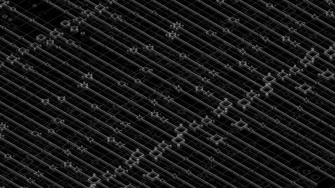 3d render digital abstract background with technology lines and square elemen Stock Illustration