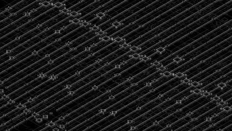 3d render digital abstract background with technology lines and square elemen Stock Illustration