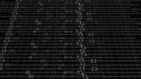 ..3d render digital abstract background with technology lines and square elem 스톡 일러스트