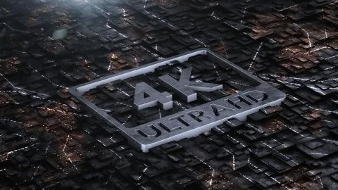 3d render Digital background with 4k ultra hd metal logo Stock Illustration