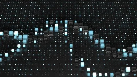 3d render digital background with abstract graph among grid pattern. Backgrou Stock Illustration