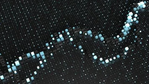 3d render digital background with abstract graph among grid pattern. Backgrou Stock Illustration