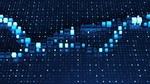 3d render digital background with abstract graph among grid pattern. Backgrou Stock-Illustration