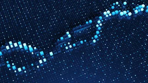 3d render digital background with abstract graph among grid pattern. Backgrou Stock Illustration