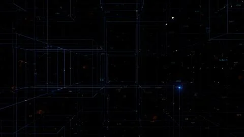 3d render digital background with block cells and particles. Perfect for tech Stock Illustration