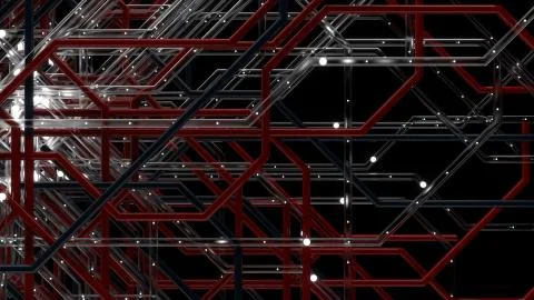 3d render digital background made of complex tube structure with reflective a Stock Illustration