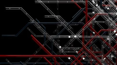 3d render digital background made of complex tube structure with reflective a Stock Illustration