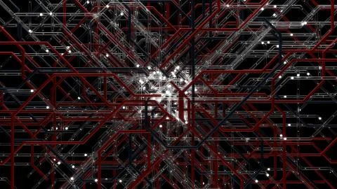 3d render digital background made of complex tube structure with reflective a 스톡 일러스트