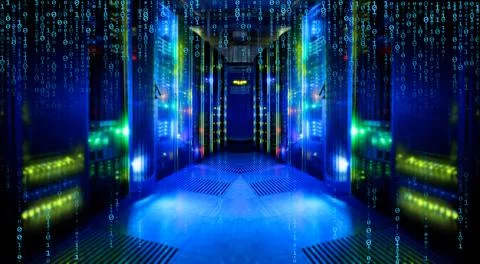 3D render Digital binary code matrix background in graphic concept fantastic Stock Illustration