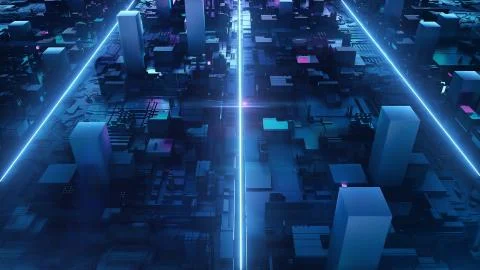 3d render digital boxing neon box background Stockillustratie