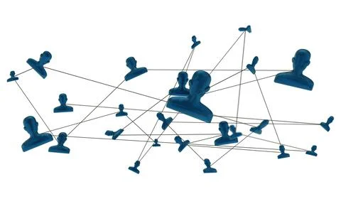 3D render of digital conference teamwork connection on white background Stock Illustration