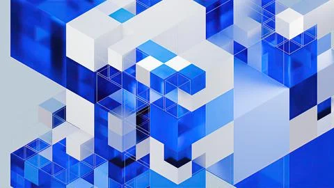 3d render digital cube Illustrazione stock
