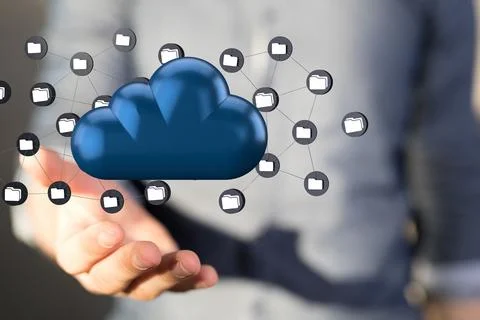 3D render of digital data cloud storage イラスト素材