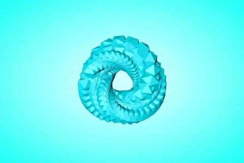 3d render, digital illustration, cyan luminous triangular ring of polyhedrons Stock Illustration
