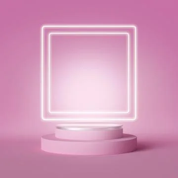 3d render, digital illustration. Modern minimal pink background glowing neon Stock Illustration