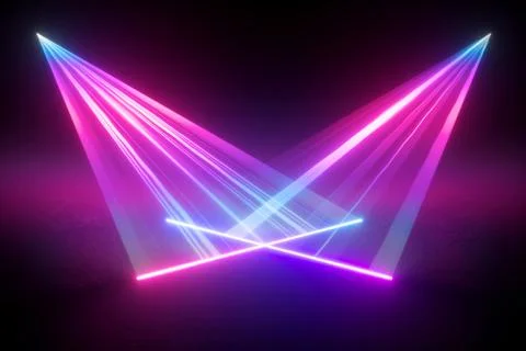 3d render, digital illustration. Neon light abstract background Stock Illustration