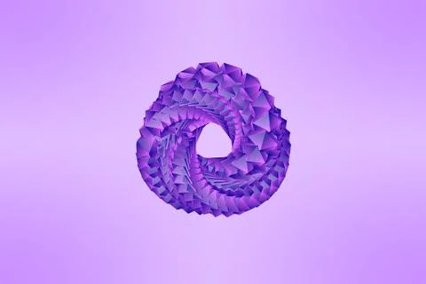 3d render, digital illustration, purple luminous triangular ring Ilustração Stock