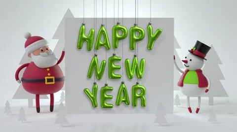 3d render, digital illustration, snowman and santa claus holding blank page Stock Footage 67584219