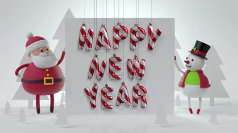 3d render, digital illustration, snowman and santa claus holding blank page Stock Footage 67584222