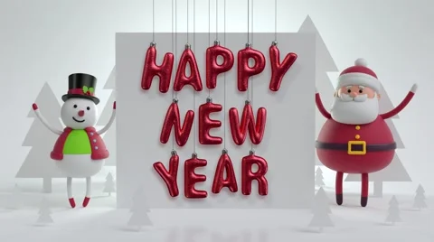 3d render, digital illustration, snowman and santa claus holding blank page Stock Footage 67584226