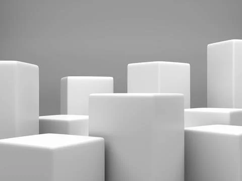 3d render, digital illustration studio stage scene with White color cubes イラスト素材