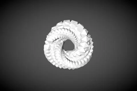 3d render, digital illustration, white luminous triangular ring of polyhedron Ilustración de archivo