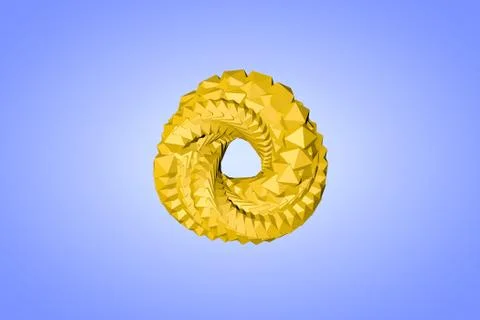 3d render, digital illustration, yellow luminous triangular ring Ilustração Stock