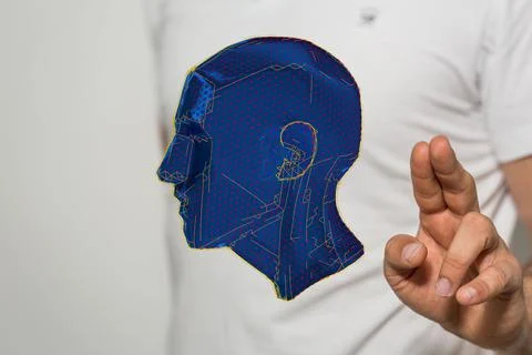 3D render of a digital image of a human's neck and head Stock Photos