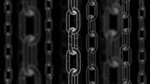 3d render digital technology abstract background. Blockchain concept. Chain w Illustrazione stock