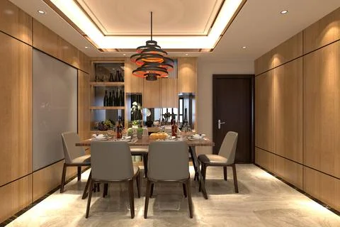 3d Render of Dining Room Stock Illustration