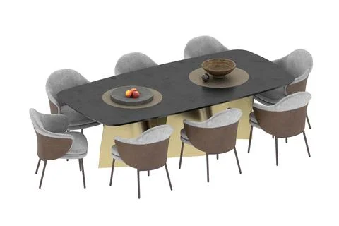 3d render dining table on white Foto stock