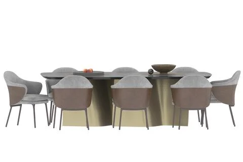 3d render dining table on white Stock Photos
