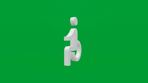 3D render of disabled person in wheelchair icon on green screen background Stock Footage 335459387