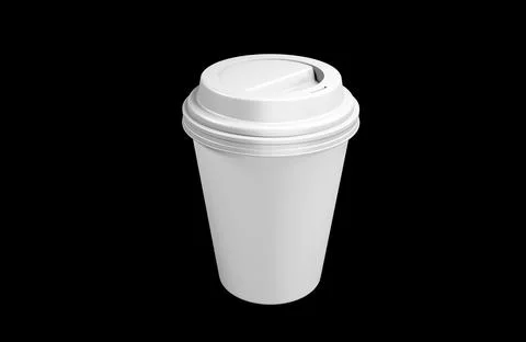 3D render of a disposable coffee cup on a black background Illustrazione stock