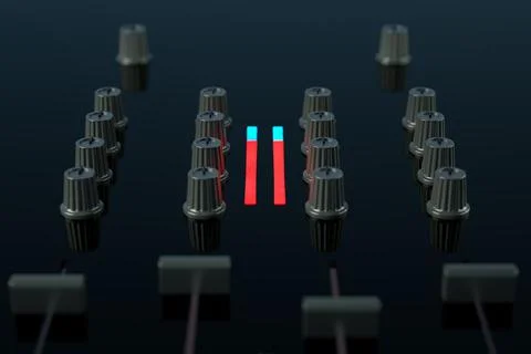 3D render DJ console with equalizer and adjustment buttons Stock Illustration