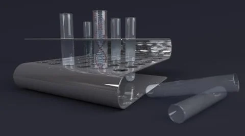 3D Render of a DNA Helix in test tube Stock Illustration