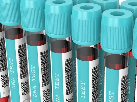 3d render of DNA test tubes Stock Photos