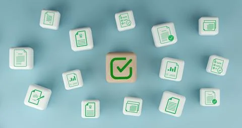 3D Render Document Approval and Business Contract Management Concept Stockillustratie