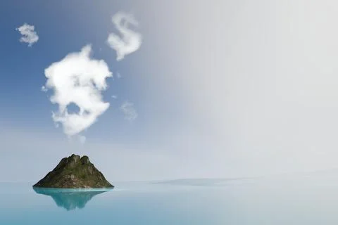 3d render of dollar sign shaped steam rising from volcano Stock Illustration