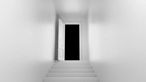 3d render door with steps in the corridor with alpha channel Stock Illustration